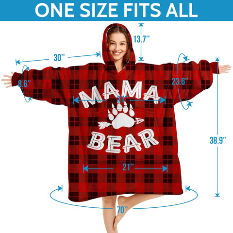 Fastpeace hood and printed mama bear message detail conveying sentimental gift appeal