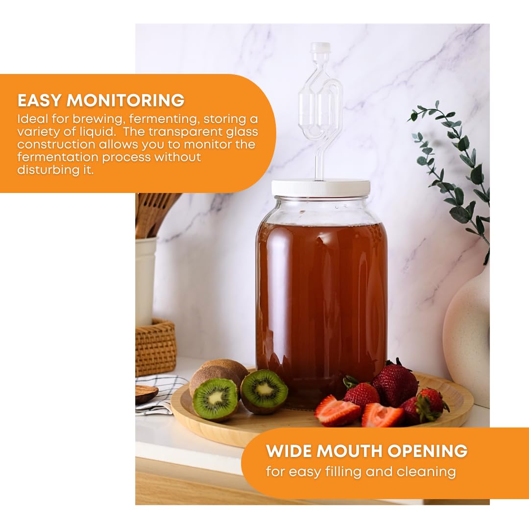 FastRack jar filled with kombucha in kitchen showing practical fermentation use