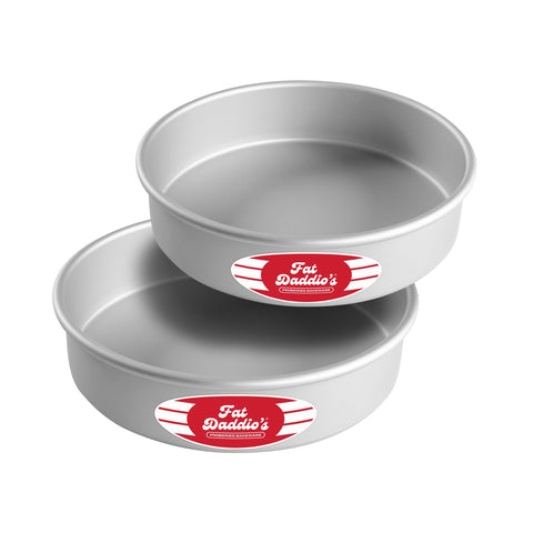Fat Daddio's front view of two 8x2-inch pans showing professional finish and durability