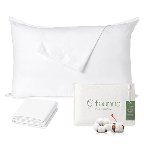 FAUNNA front view of standard pillow protectors showing neat packaging and protection
