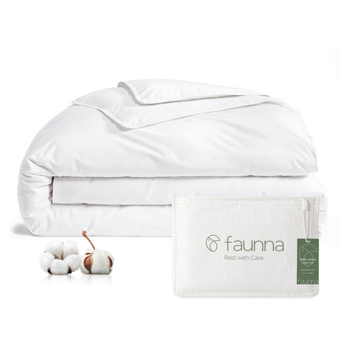 FAUNNA duvet cover front view showing neat fit and protective design