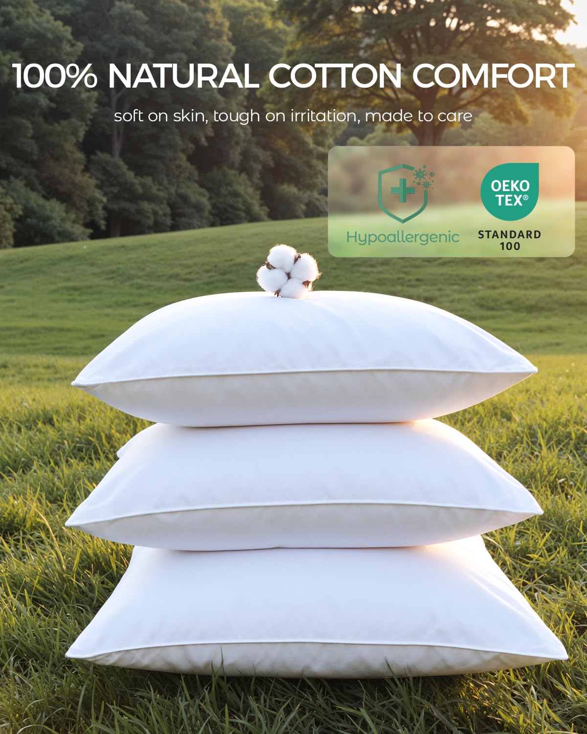FAUNNA pillow on ruler illustrating standard 20 x 26 in size for correct fit