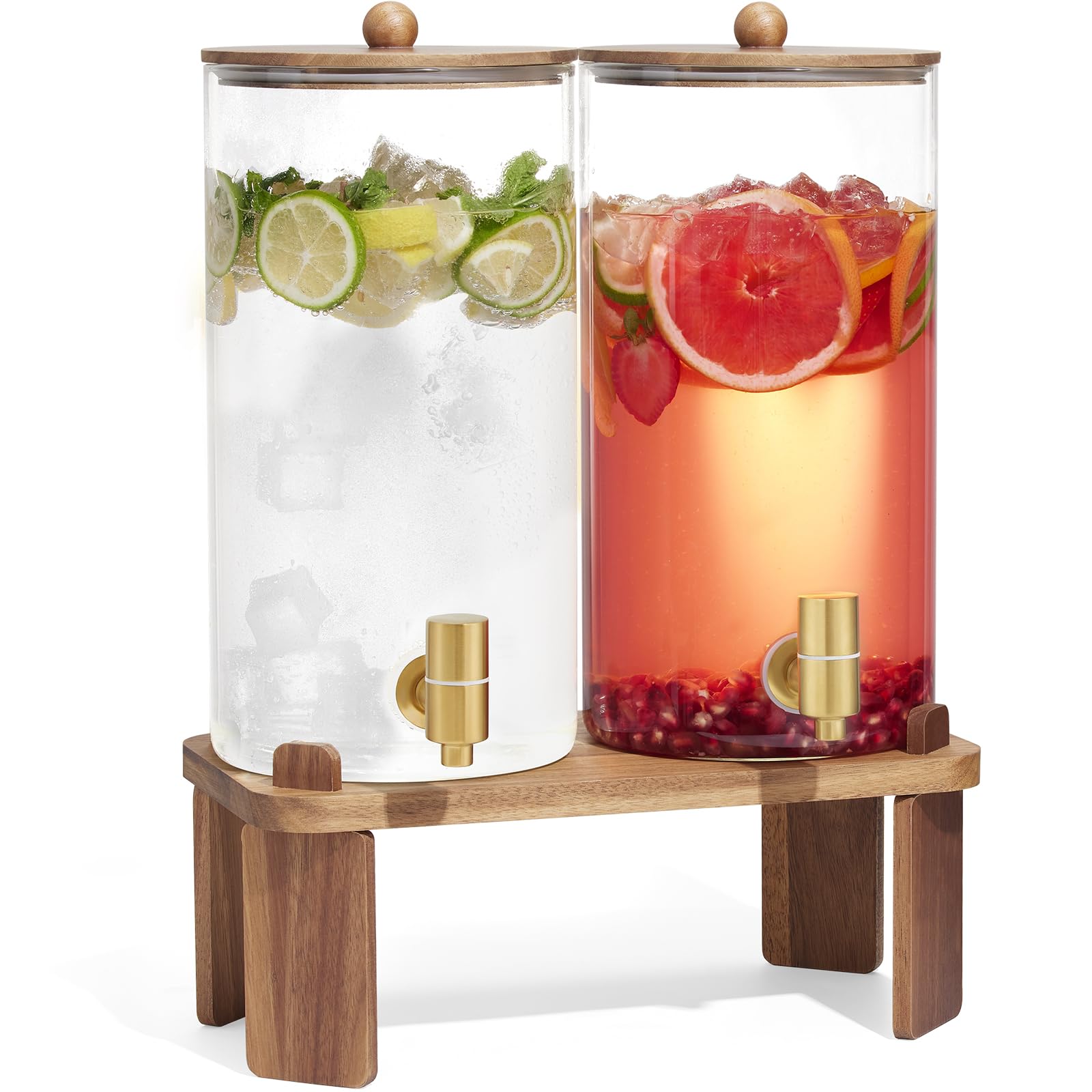 FavorFlavor front view on wood stand showcasing elegant serving setup