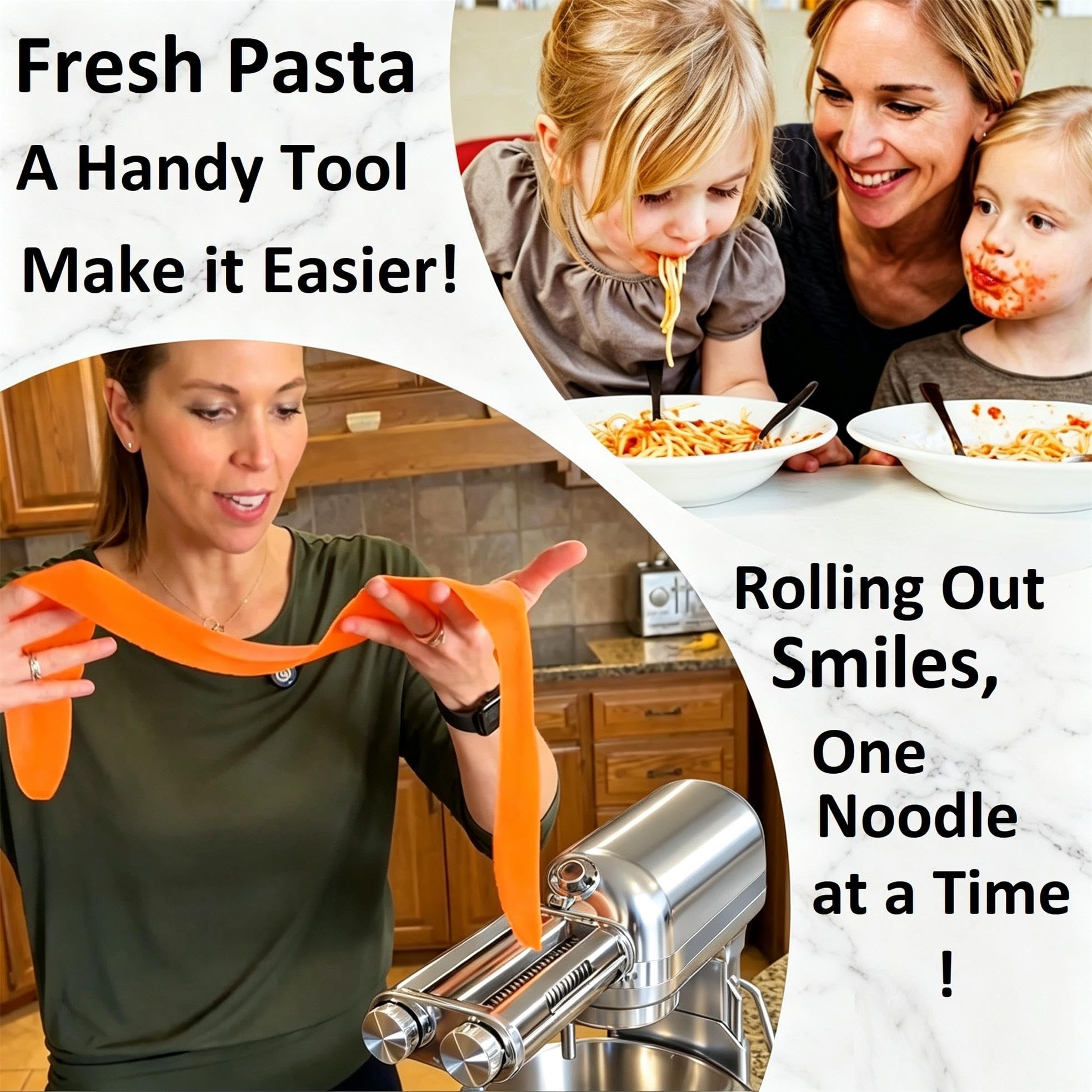 FavorKit attachment mounted on a KitchenAid mixer demonstrating easy installation and hands-free operation