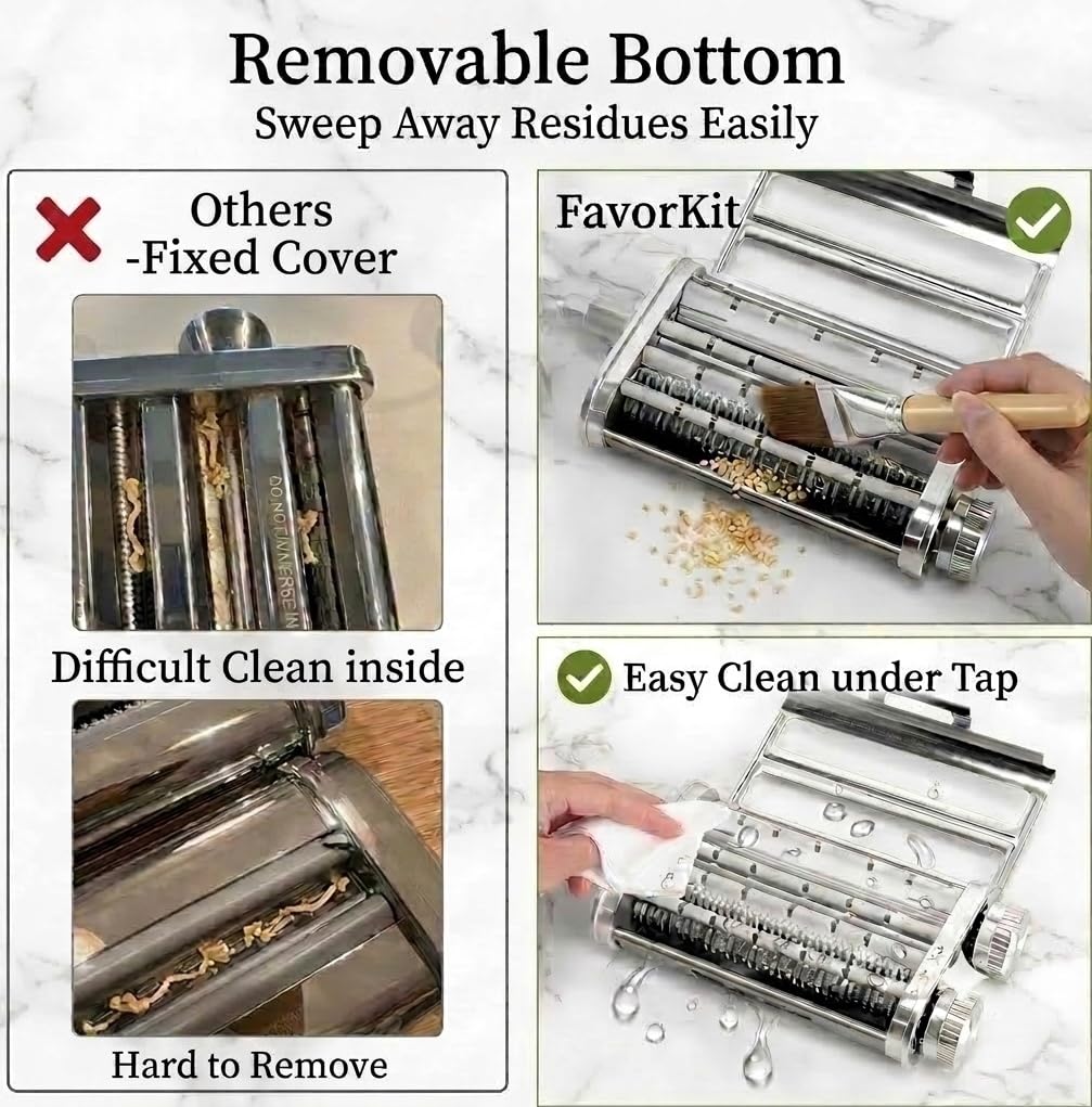 FavorKit removable bottom opened to reveal shafts for quick cleaning and maintenance access