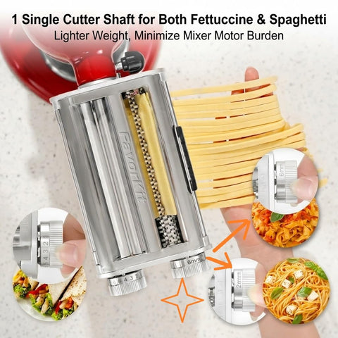 FavorKit roller thickness dial showing eight settings for consistent dough sheet control and recipe flexibility