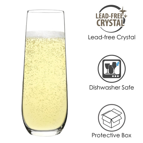 FAWLES glasses with prosecco pour showcasing bubble retention