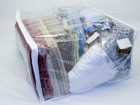 FBA bag in use stacked in closet showing space-saving organization benefit