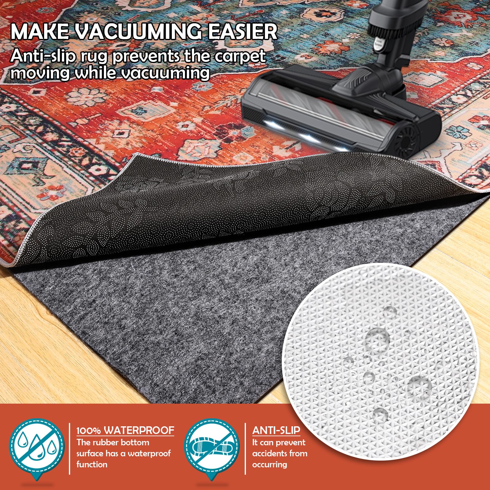 Fchuswty underside TPR texture gripping floor for secure non-slip hold