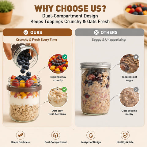 Fcotsm jars packed in a lunch bag illustrating portable meal prep and on-the-go freshness