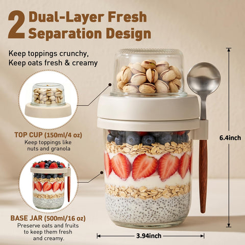 Fcotsm wide-mouth jar being filled with oats for easy pouring and effortless cleaning