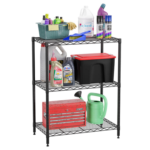 FDW three-tier wire shelf front view showing compact storage and durable design