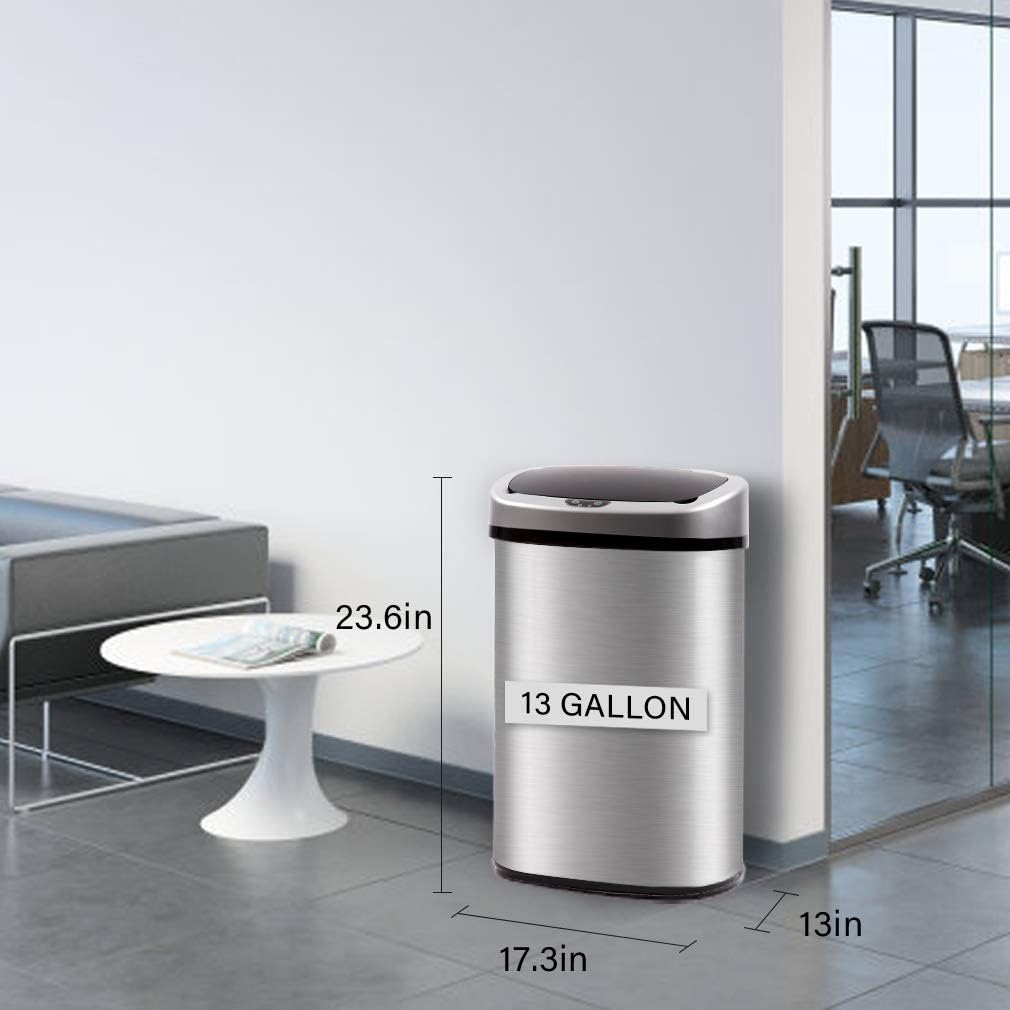 FDW trash can with lid open in kitchen for hygienic hands-free disposal
