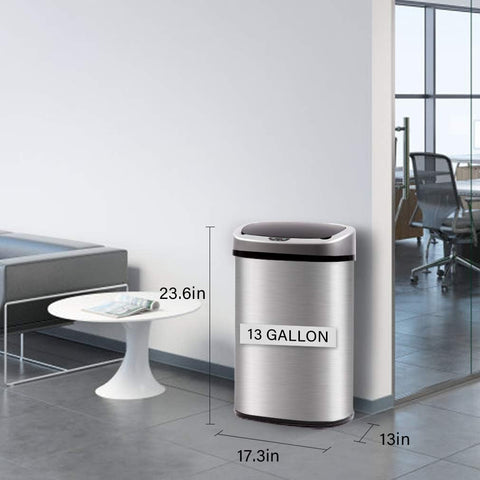 FDW trash can with lid open in kitchen for hygienic hands-free disposal