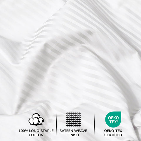 Feather & Stitch sateen fabric texture macro revealing silky finish and smooth feel
