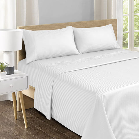 Feather & Stitch fitted sheet deep 18 inch pocket illustrating secure mattress fit