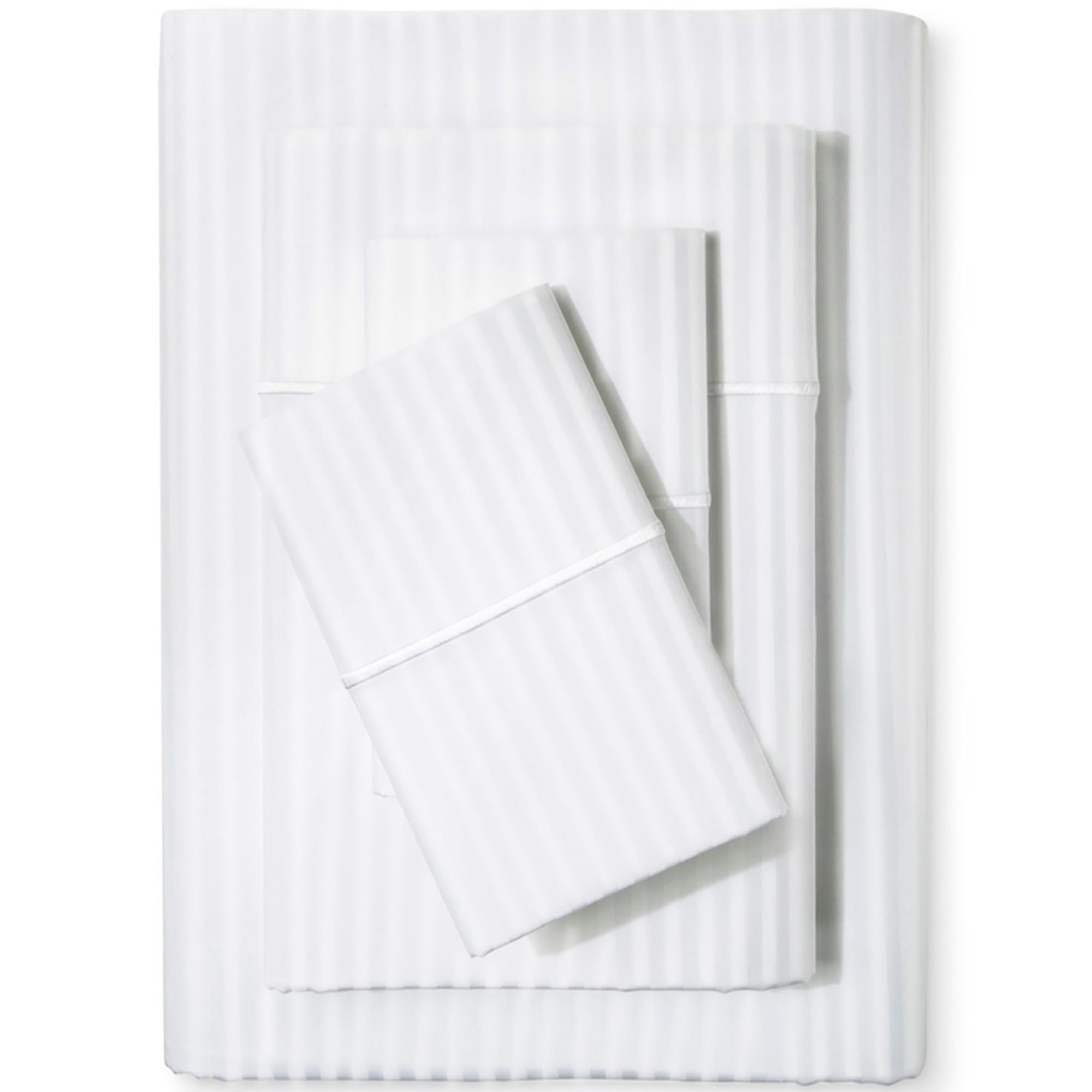 Feather & Stitch front packaging showing king sheet set and luxurious presentation