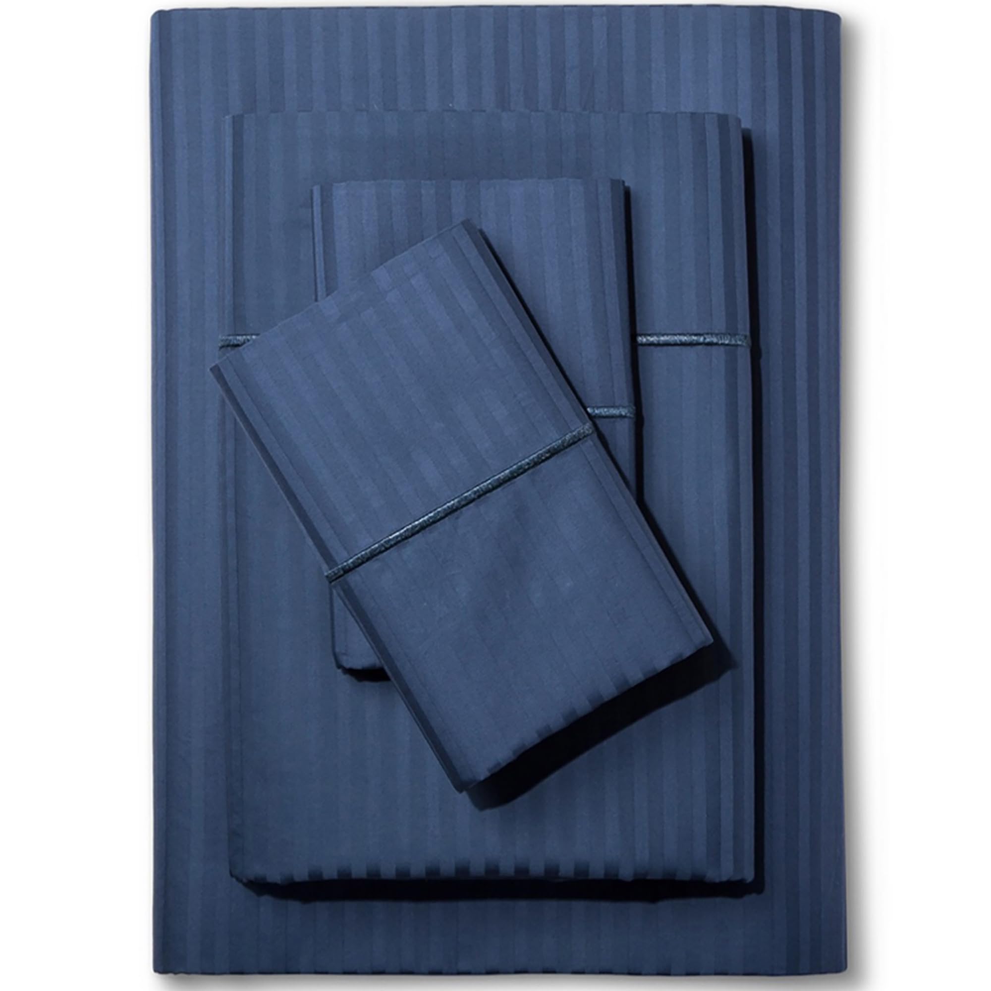 Feather & Stitch box front view showing the queen sheet set and neat packaging benefit