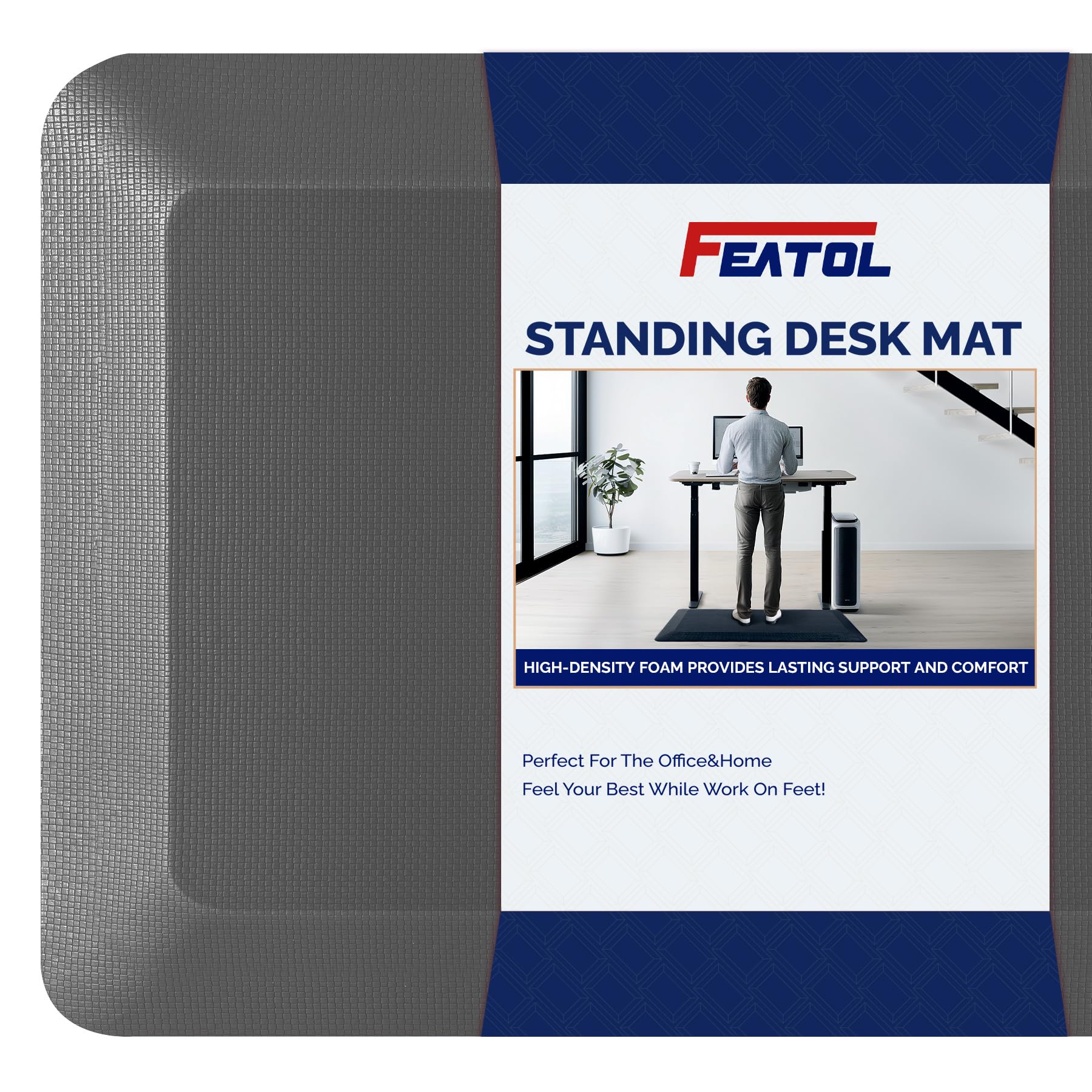 FEATOL front view of mat showing full surface and thickness benefit