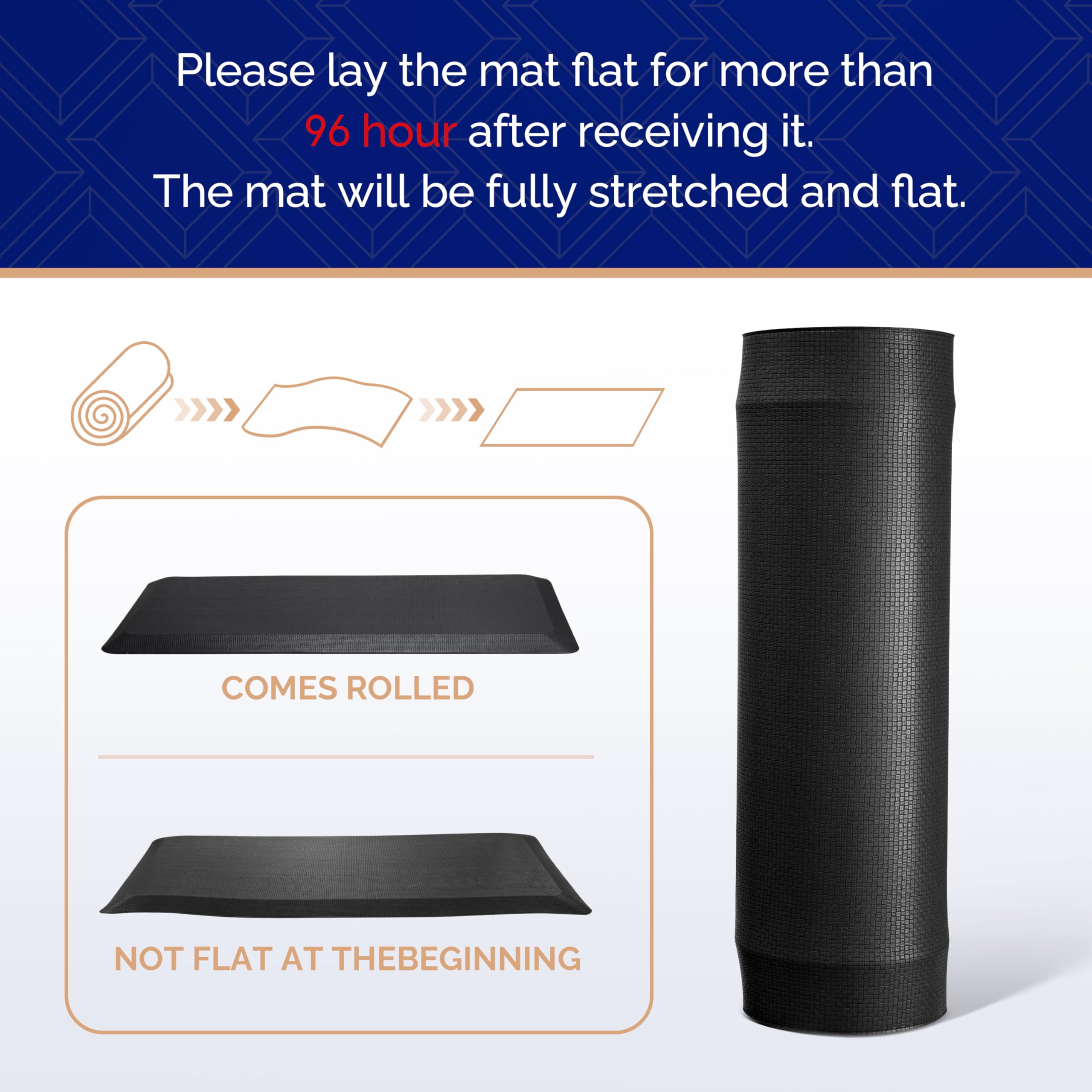 FEATOL mat in kitchen lifestyle scene delivering long-term standing comfort