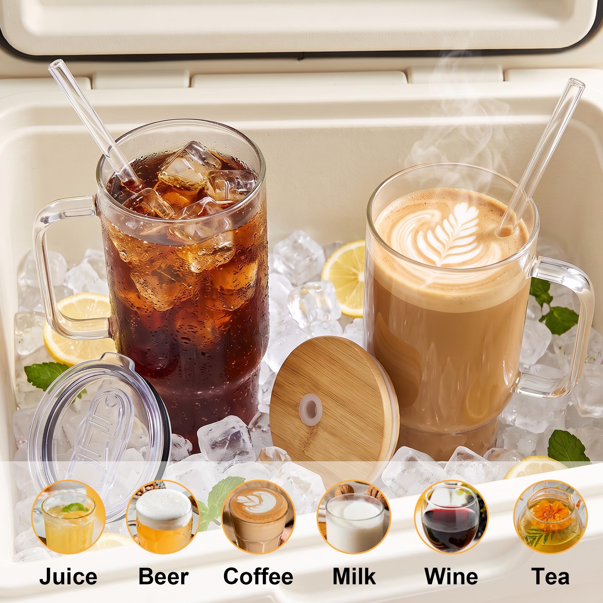 FECBK reusable straw inserted in lid showing tidy fit and convenient sipping