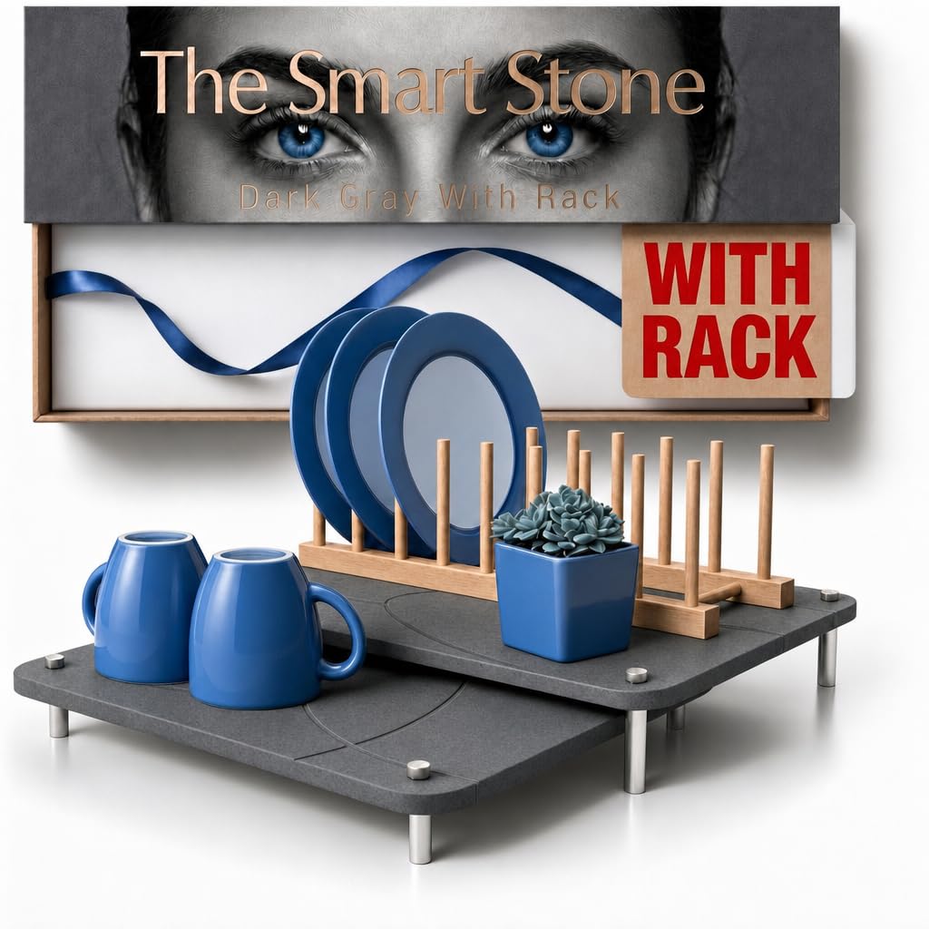 FEDBB front view of dark gray nested drying stone mat set showing clean design and benefit
