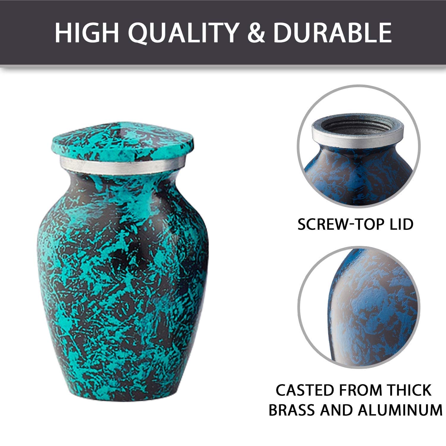 Fedmax urn held in hand for scale demonstrating portability and shareability