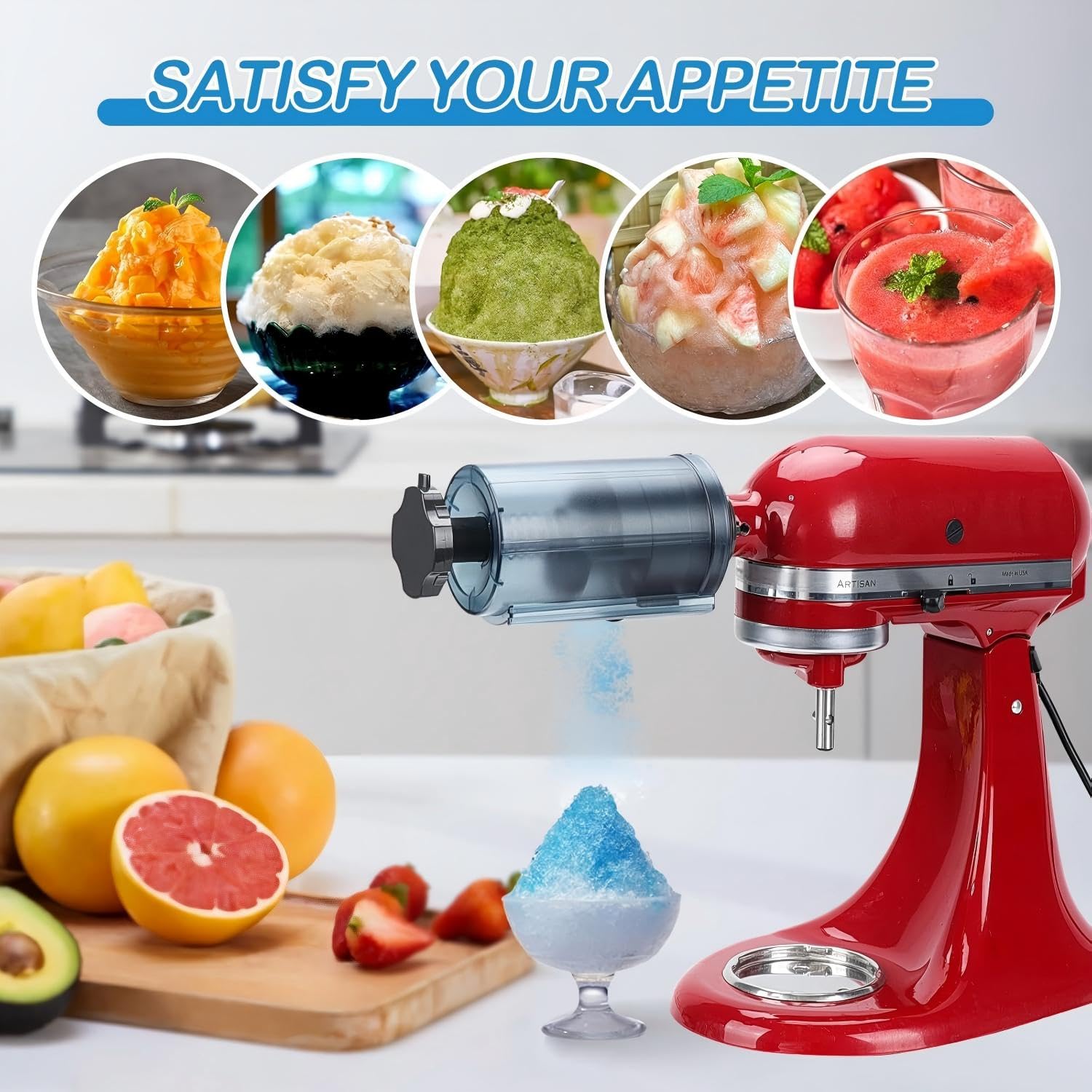 Fedowal attachment mounted on KitchenAid mixer for quick desserts