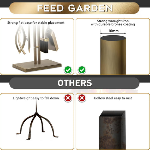 FEED GARDEN shovel blade detail illustrating sturdy wrought iron and durable edge