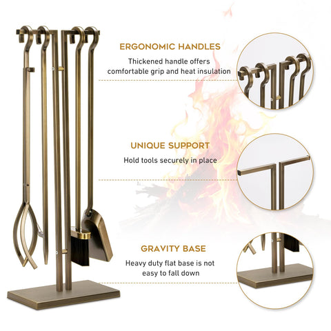 FEED GARDEN tongs, shovel, and brush arranged to show complete five-piece set benefits
