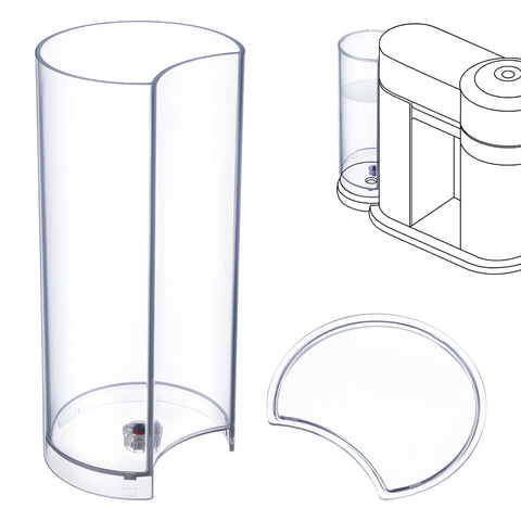 Feekoon clear water tank front view showing clean design and easy refill benefit
