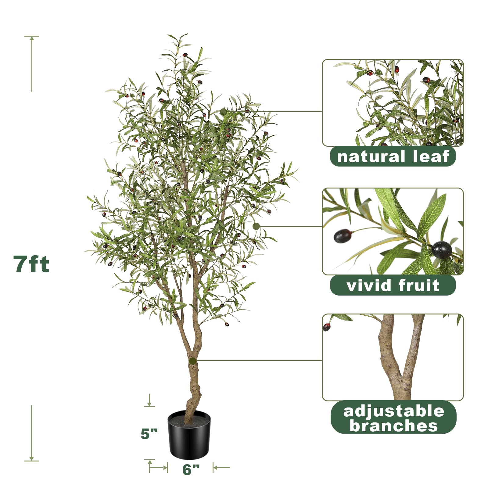 FEELEAD detailed branch with faux olives for authentic look