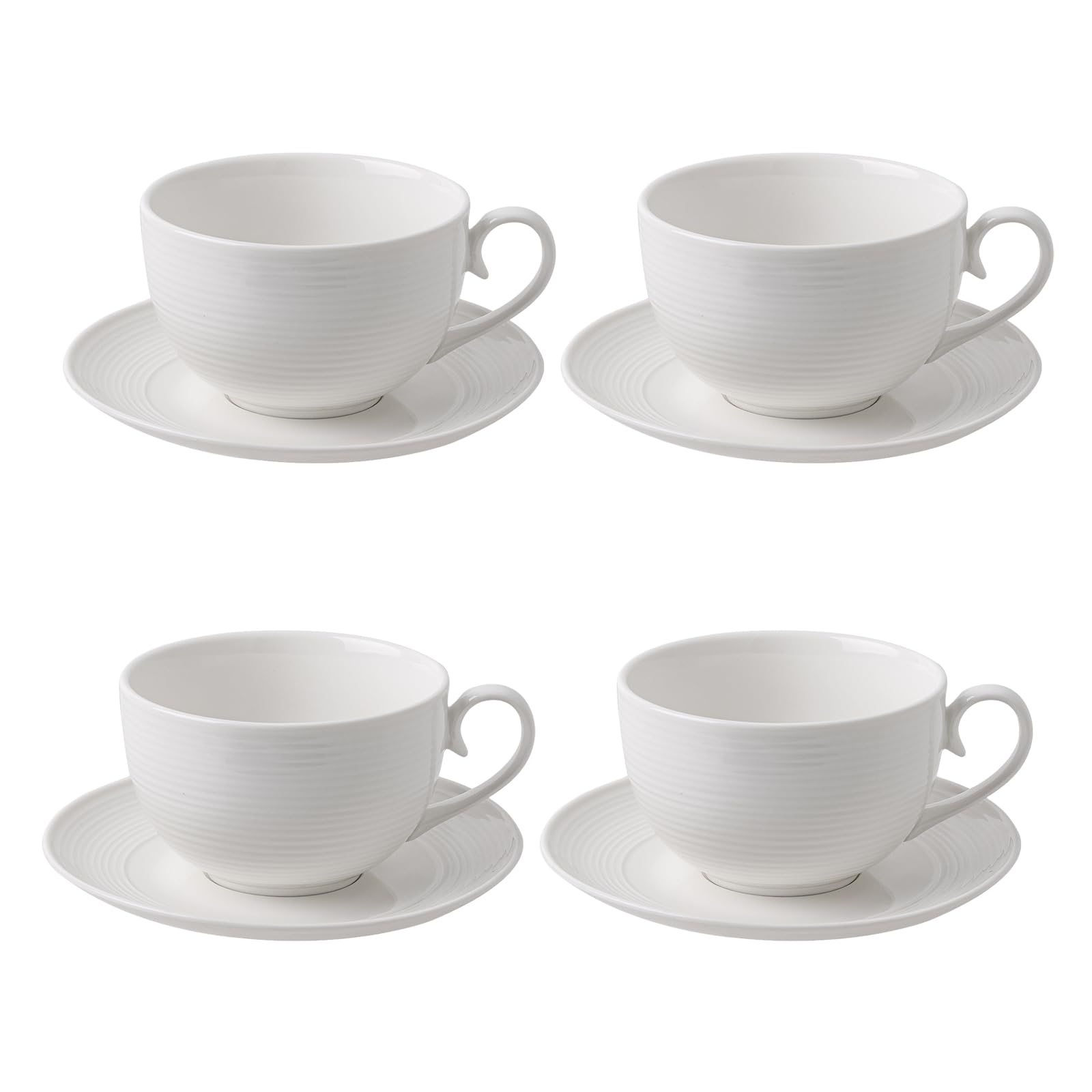 Feenmai front view of cup and saucer set showing clean white design and elegance