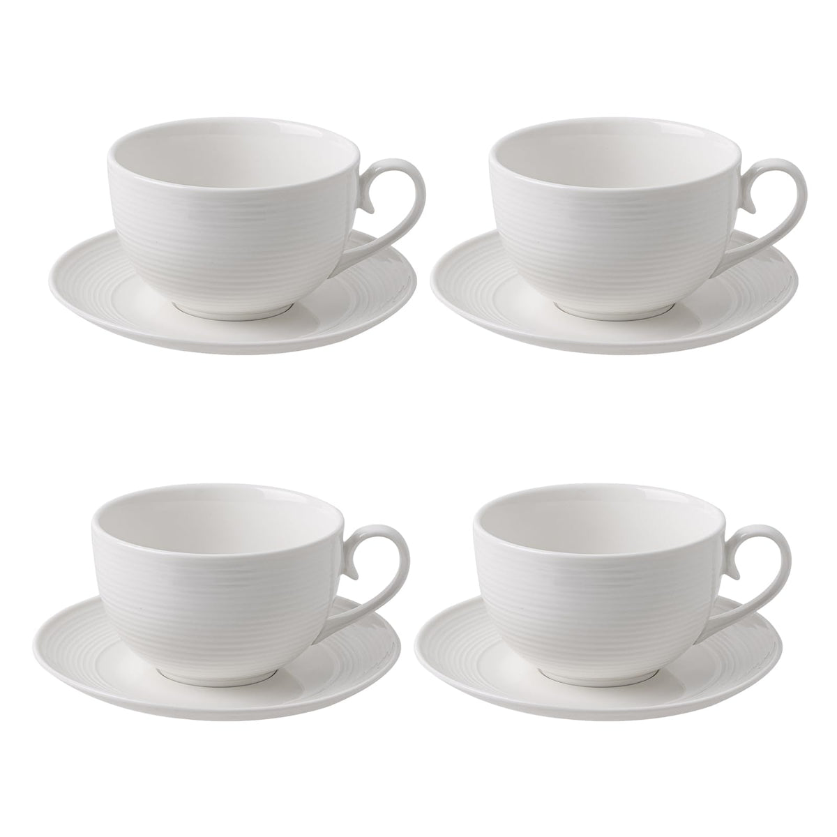 Feenmai front view of cup and saucer set showing clean white design and elegance