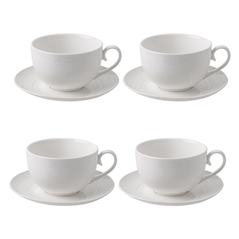 Feenmai front view of cup and saucer set showing clean white design and elegance
