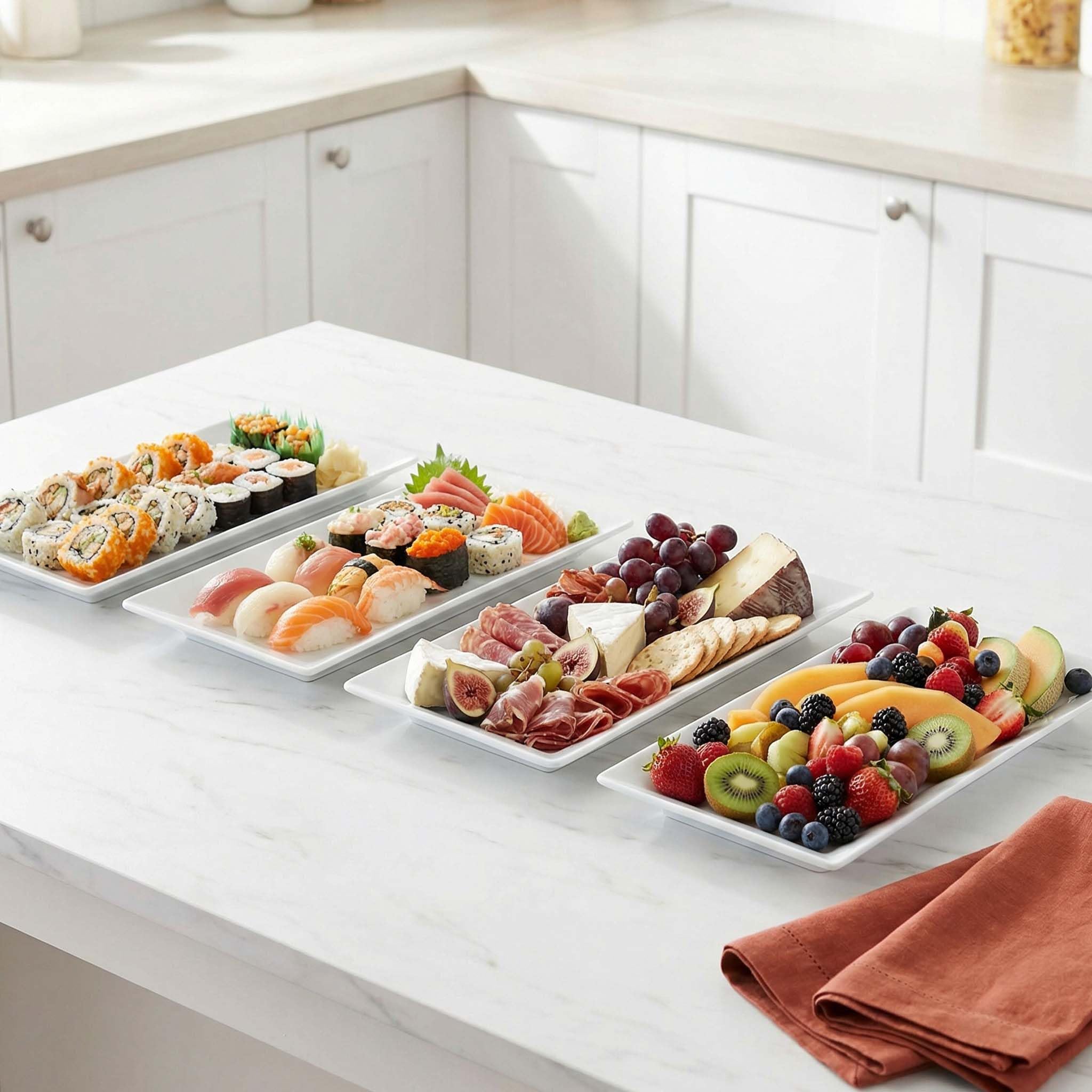 Feenmai platters styled on dining table to convey modern aesthetic and hosting appeal
