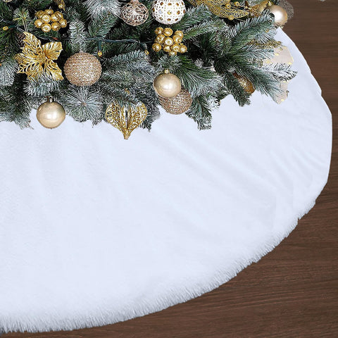fegwave white tree skirt front view hides stand and enhances décor