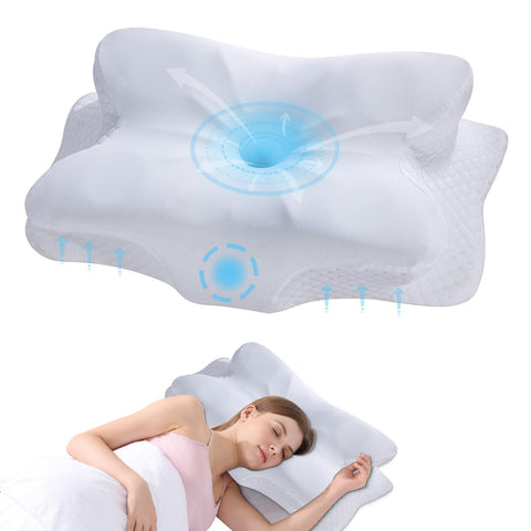 FEICO front view of pillow showing ergonomic contour for better neck support