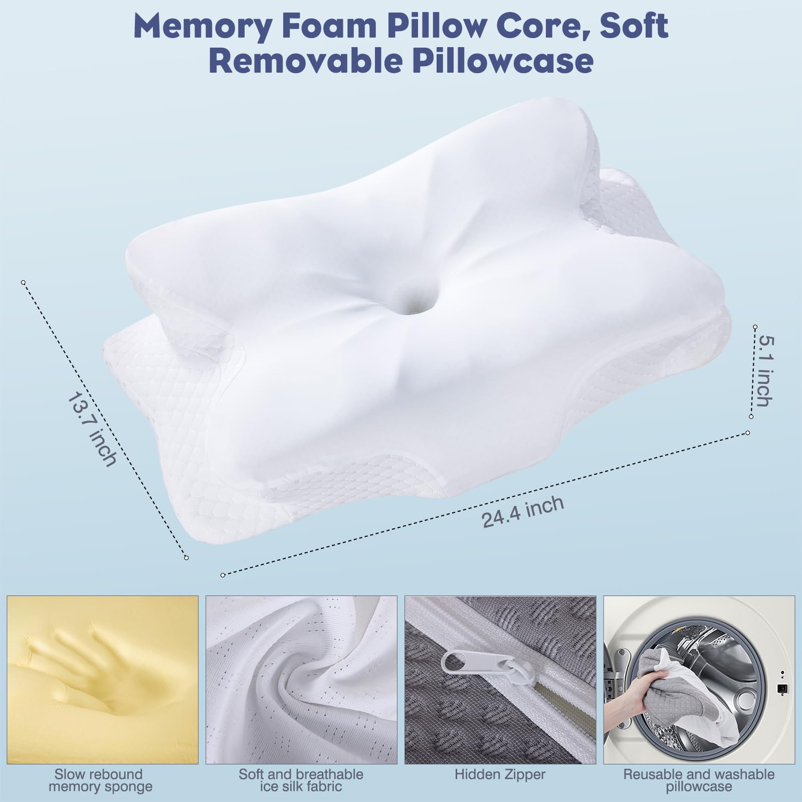 FEICO pillow supporting a side sleeper promoting proper spinal alignment
