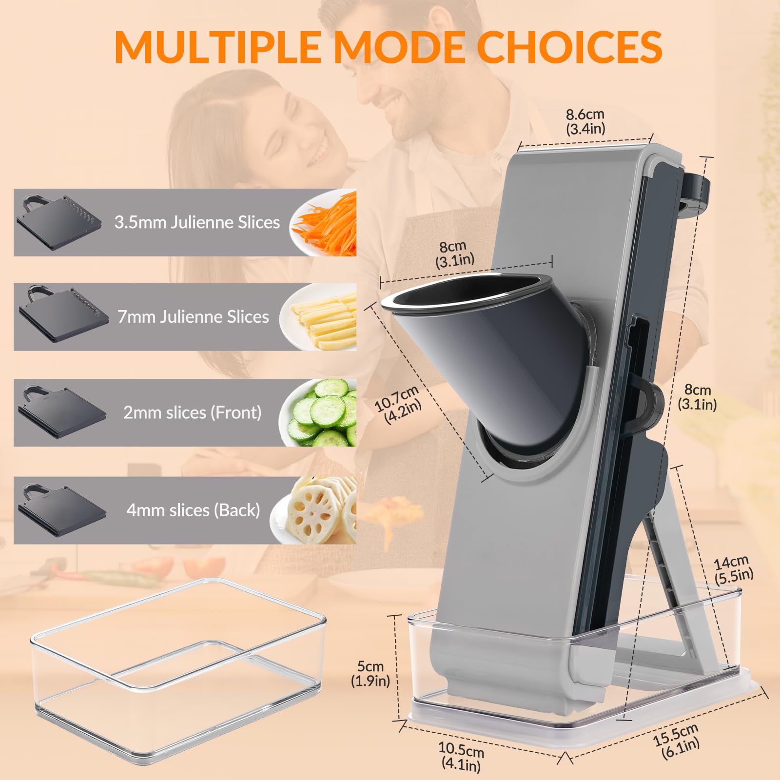FEICO size comparison next to a cutting board illustrating compact footprint