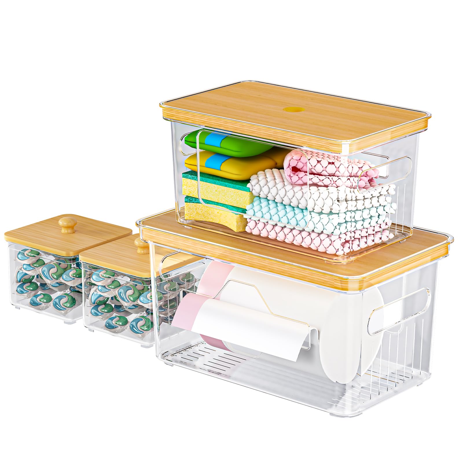 FELIZHOUSE front view of four-pack dispenser showing organized storage benefit