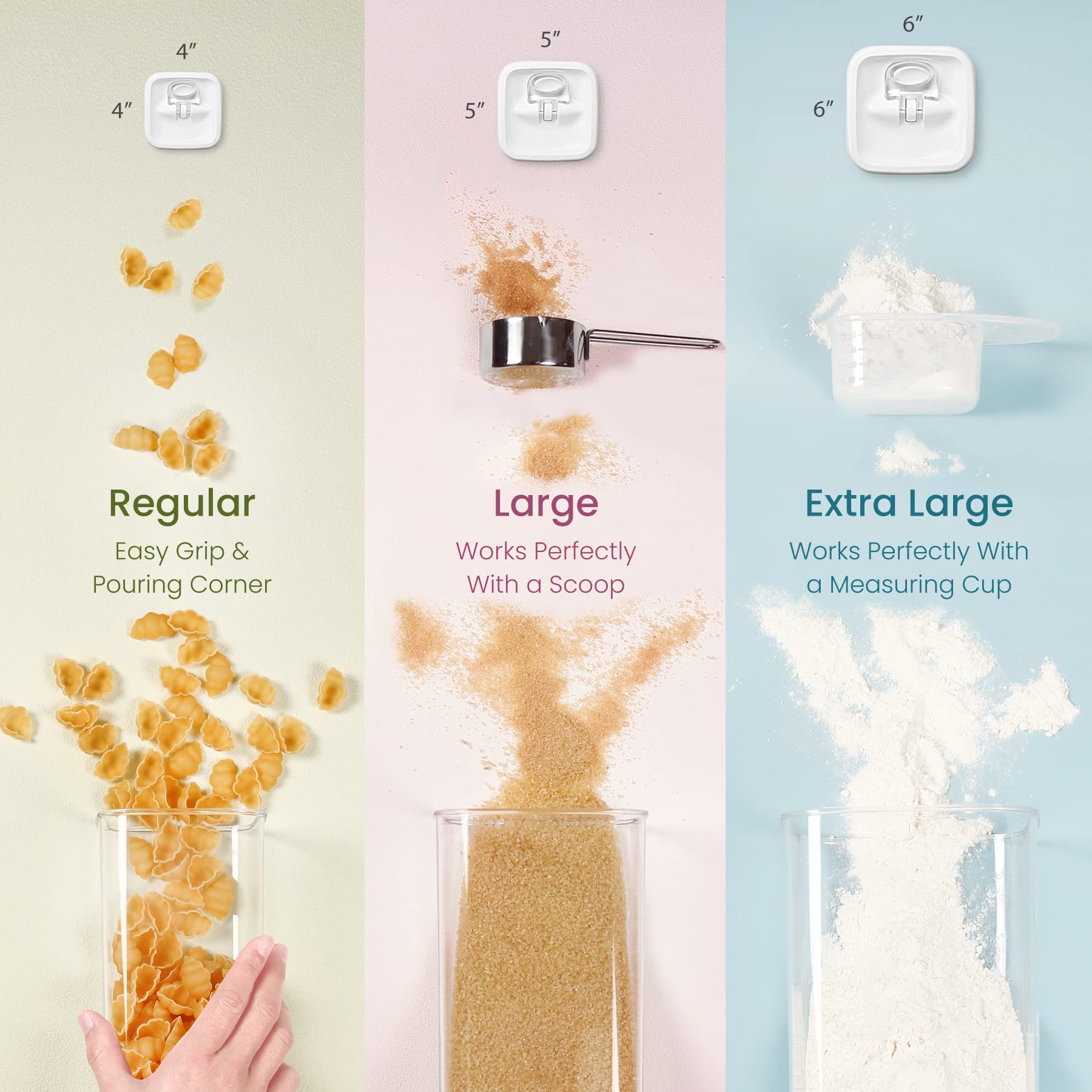 Felli canisters on kitchen counter with snacks and pasta illustrating stylish, functional storage