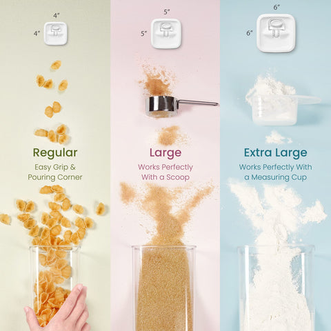 Felli canisters on kitchen counter with snacks and pasta illustrating stylish, functional storage