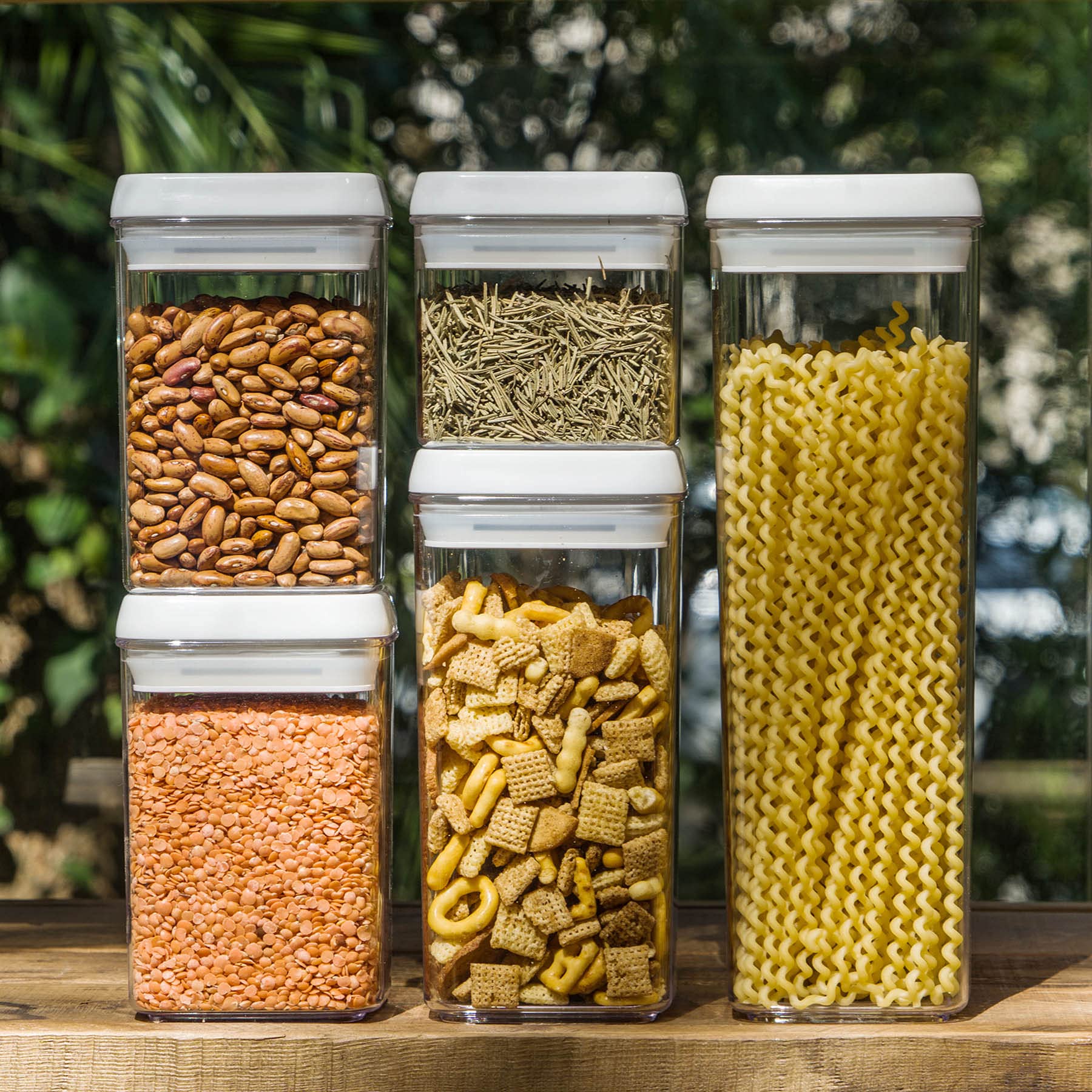 Felli stacked canisters in pantry demonstrating stable vertical storage and space saving
