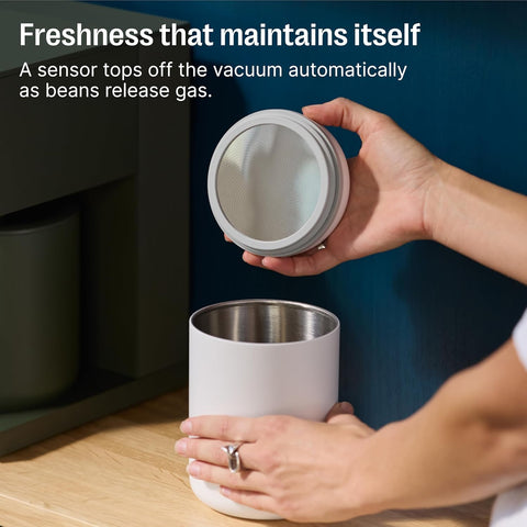 Fellow Atmos set on pantry shelf with other sizes, aids organized stylish storage