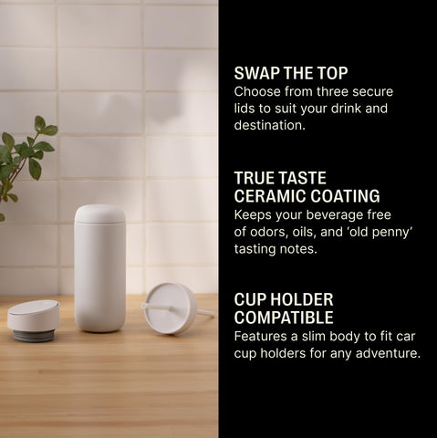 Fellow Carter ceramic-lined interior close-up protecting drink flavor
