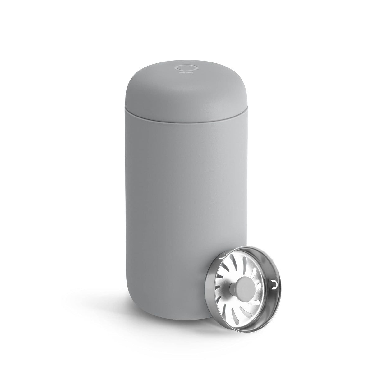 Fellow Carter Move front view showing sleek stainless-steel design and portability