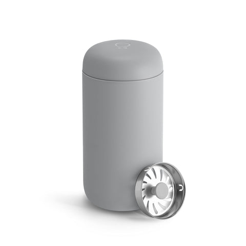 Fellow Carter Move front view showing sleek stainless-steel design and portability