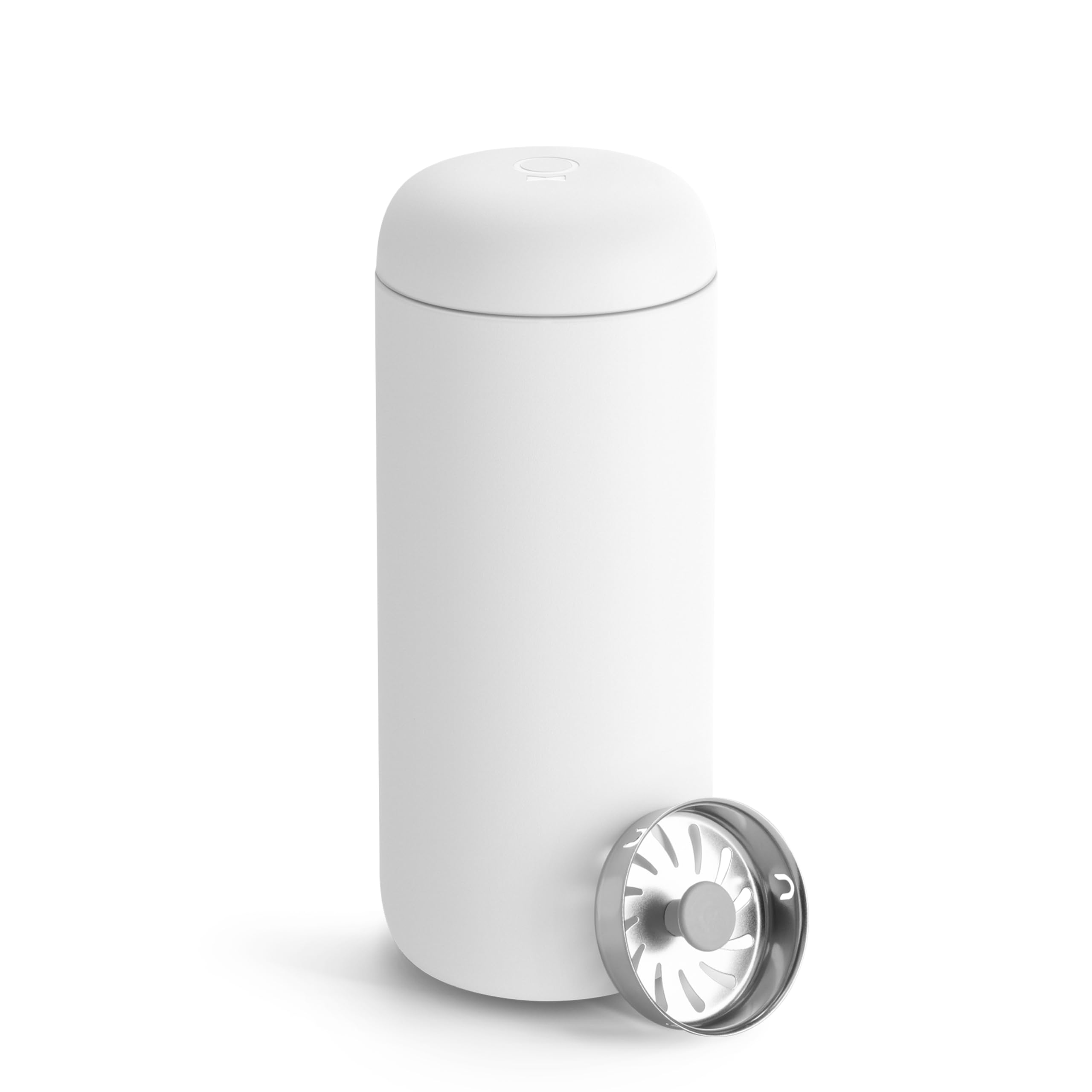 Fellow Carter Move front view showing sleek stainless design and portability benefit