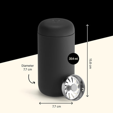 Fellow Carter Move twist-lock lid detail demonstrating leak-resistant closure